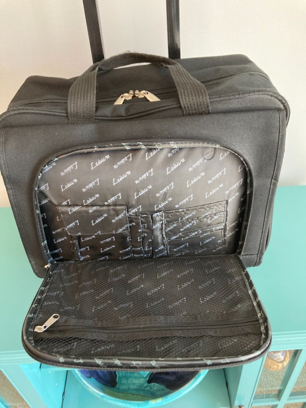 Rolling Briefcase Laptop Carry On Travel Bag -Unisex-by Leisure - Picture 7 of 16